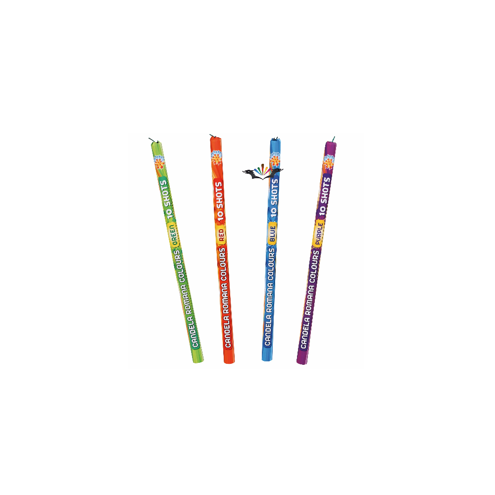 CANDELA ROMANA COLOURS 10 COLPI 4 PEZZI BORGONOVO