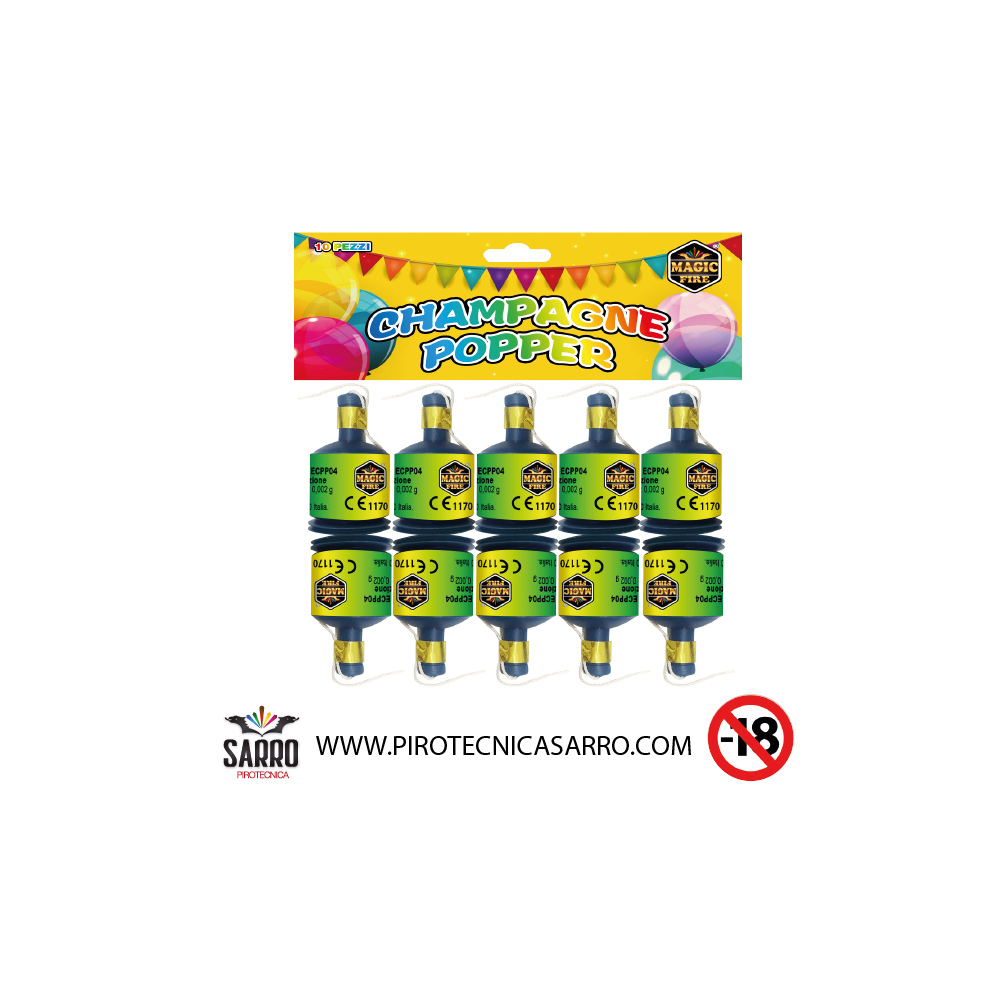 CHAMPAGNE POPPER 6 PEZZI MAGIC FIRE